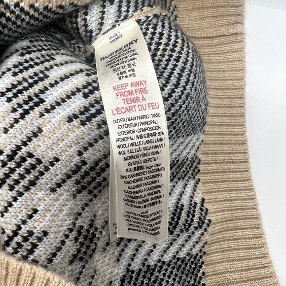 Burberry Kids Gilliane Wool and Cashmere blend pale check cardigan 10y - Picture 9 of 10